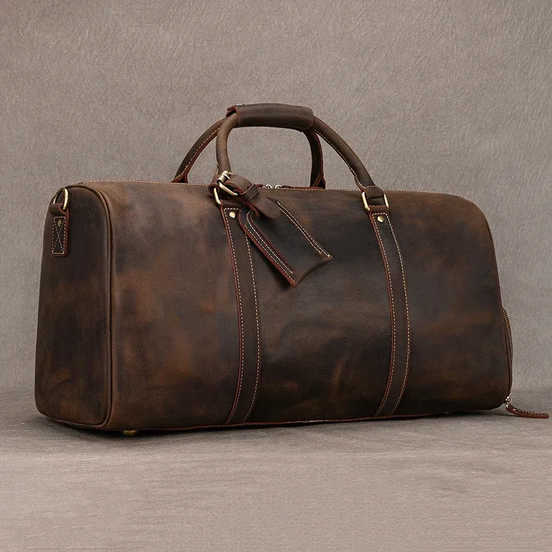 sacs à main en cuir vintage pour hommes, bagages à main de voyage, sacs fourre-tout d'affaires, cadeau de créa