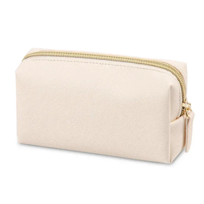 trousse cosmétique étanche en cuir pu, trousse de toilette portable, trousse de maquillage à fermeture éclair, document solide, poudres de maquillage, trousse de voyage