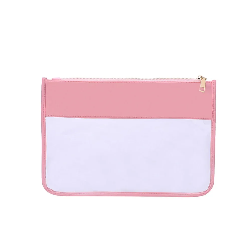 sac à cosmétiques en pvc transparent avec patchs de lettres, pochette de voyage pour femmes, pochettes de maquillage, trousse de toilette