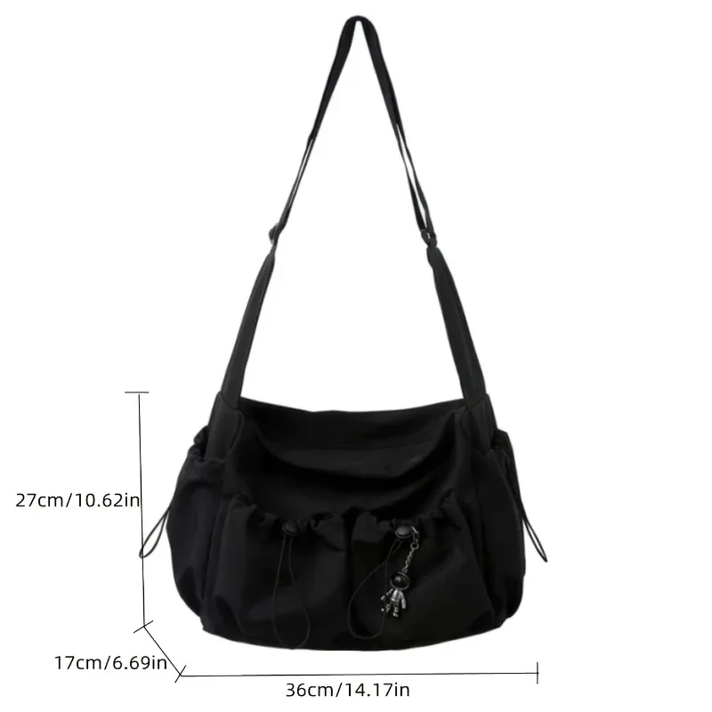 sac bandoulière tendance avec accent cordon de serrage - fermeture éclair spacieuse et sécurisée - comprend un élégant porte-clés pour sac
