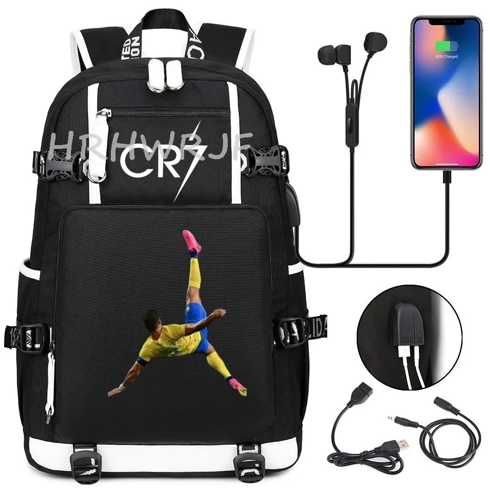 sac à dos camouflage cr7 pour ordinateur portable, sac à dos de randonnée, sacs d'école de 18 pouces, sacs d'école imperméables usb de grande capacité, sac à dos mochilas