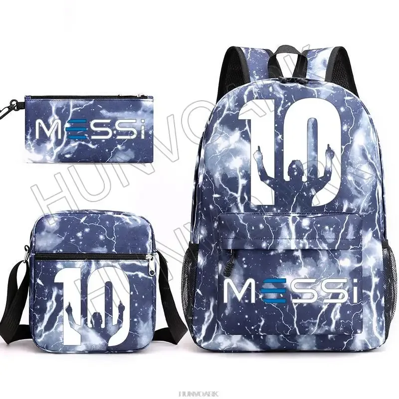 sac à dos super stars messi pour enfants, football, école, voyage, ordinateur portable, adolescents, étudiants, femmes, hommes, 3 pièces