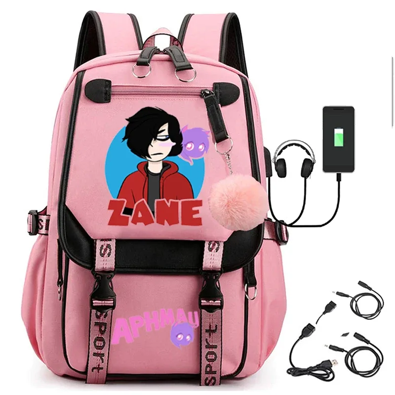 aphmau-sac d'école usb anime sr pour homme, sac à dos étudiant, sac cadeau de voyage