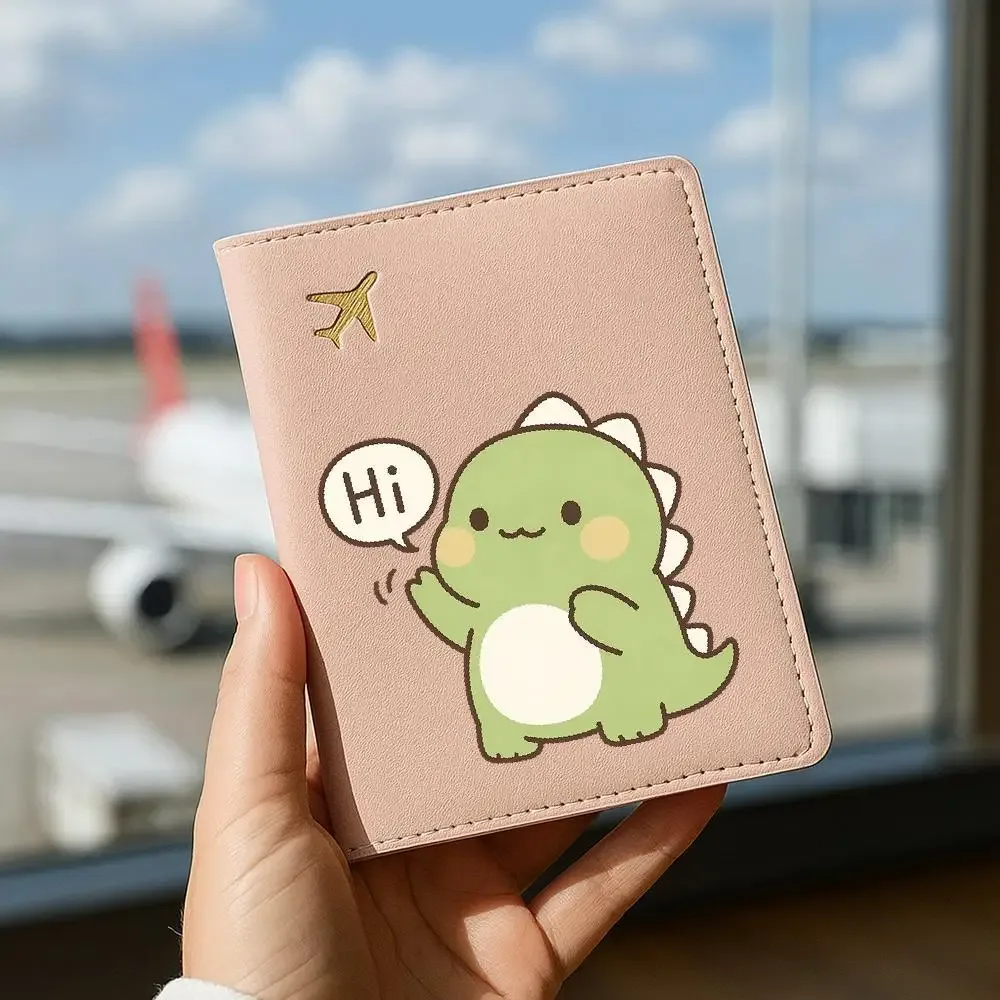 Porte-passeport imprimé dinosaure mignon, portefeuille de voyage élégant, joli cadeau d'anniversaire pour femmes