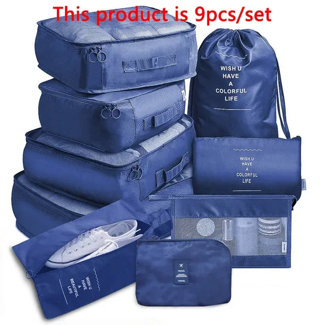 sacs de voyage en poudre pour soutien-gorge et chaussures, ensemble d'emballage de valise, étuis de rangement, 6/8/9 pièces/ensemble