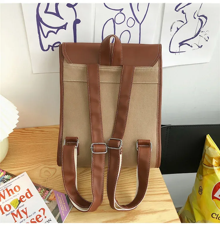 sac à dos de style preppy pour femmes, sac pour ordinateur portable de grande capacité, sacs à dos d'école décontractés pour filles, sacs de voyage en patchwork pour femmes