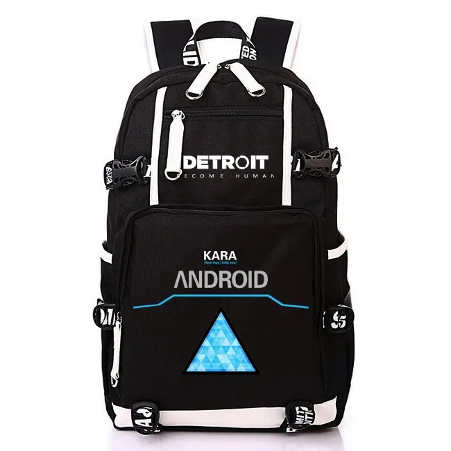 sac à dos usb anime detroit cosplay mochila, sac à dos scolaire, sac à dos pour ordinateur portable, sac lancé, jeu devenu humain