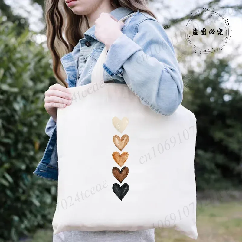 sac de shopping pour femmes minimaliste aquarelle coeur imprimé graphique sacs à bandoulière étudiants filles fourre-tout décontractés femmes sacs à main hg01