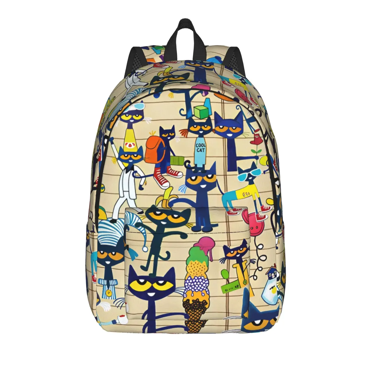 sac à dos pete the cat i love my white shoes pour garçon, en polyester, grand sac à dos esthétique pour l'école secondaire, idéal pour l'entraînement