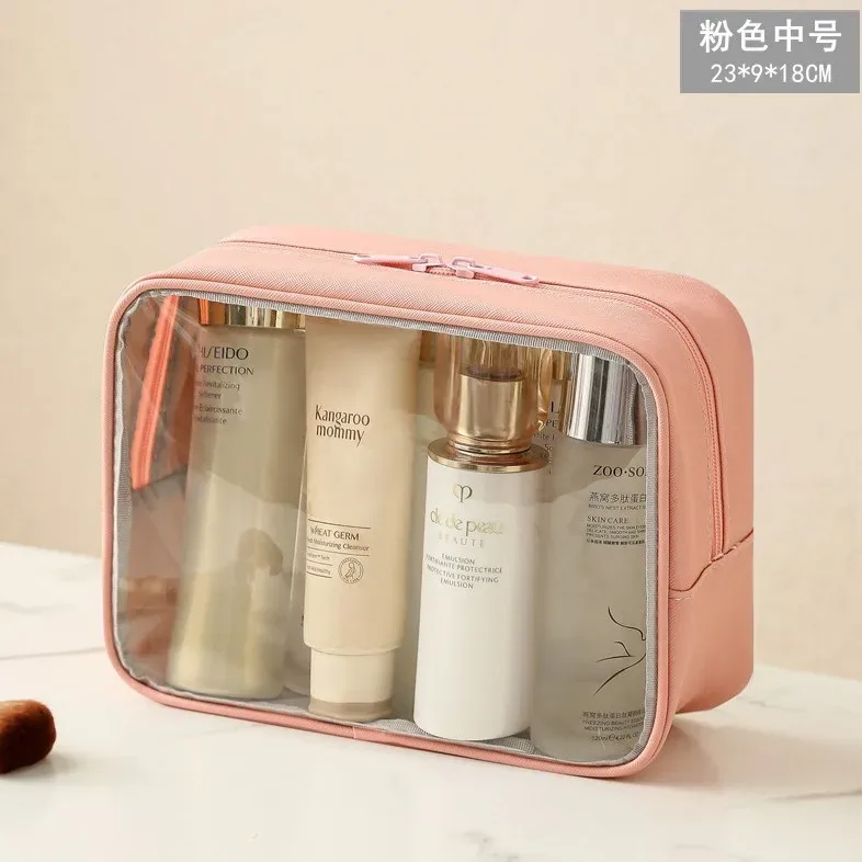 sac cosmétique transparent pour femmes, organiseur de maquillage en pvc transparent avec fermeture éclair, étui de rangement portable pour articles de toilette de voyage