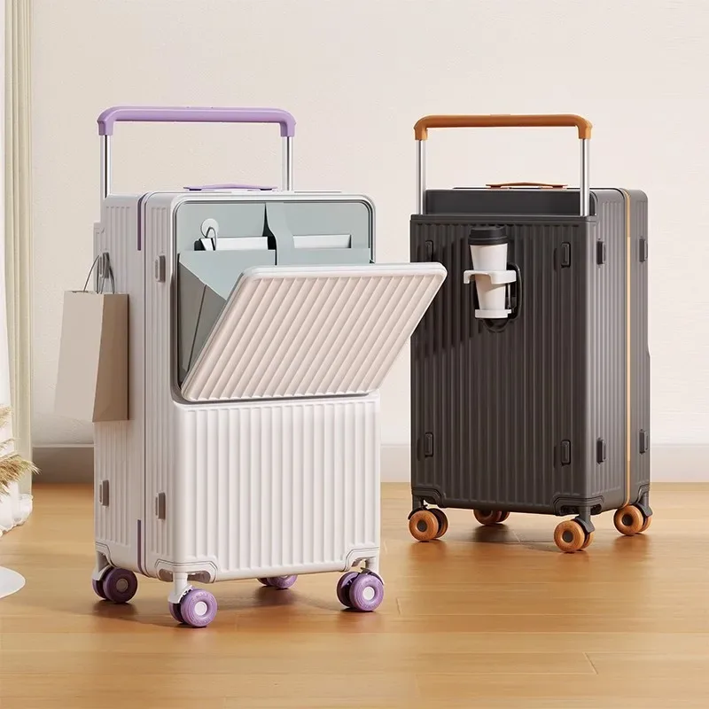 Nouveau bagage à biellette large ouverture avant sac pour ordinateur portable valises de voyage multifonctions sac de cabine de 20 pouces valises de grande taille 24-30''
