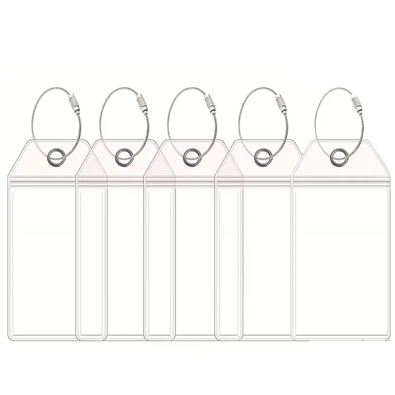 étiquettes transparentes pour bagages de croisière, étiquettes de bagages de voyage imperméables en pvc avec boucles, porte-clés pour une identification facile, 5 à 25 pièces