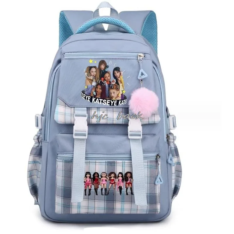 katseye chaud drôle impression sacs d'école adolescentes grande capacité en plein air voyage sac à dos multi-fonction dessin animé étudiants sac à dos