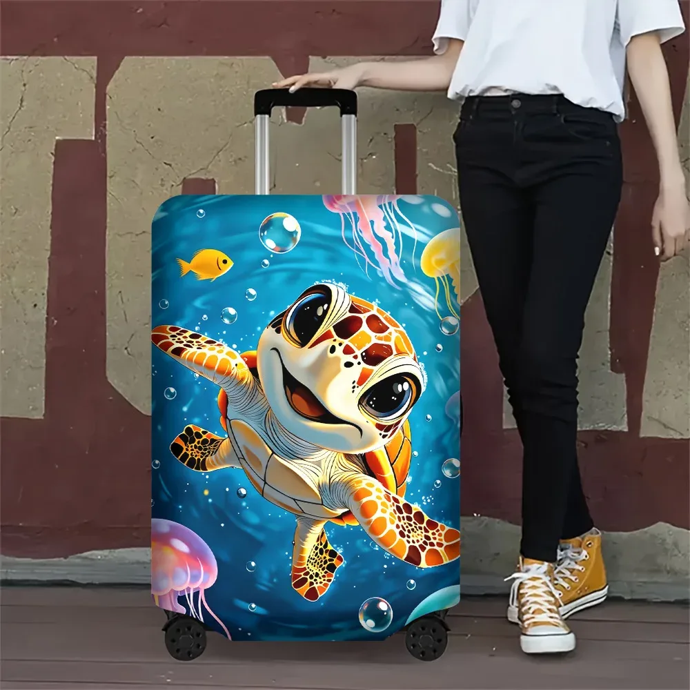 1 housse de bagage à imprimé tortue pour bagages de 18 à 32 pouces ; accessoires de voyage anti-poussière et élastiques pour protéger efficacement vos bagages