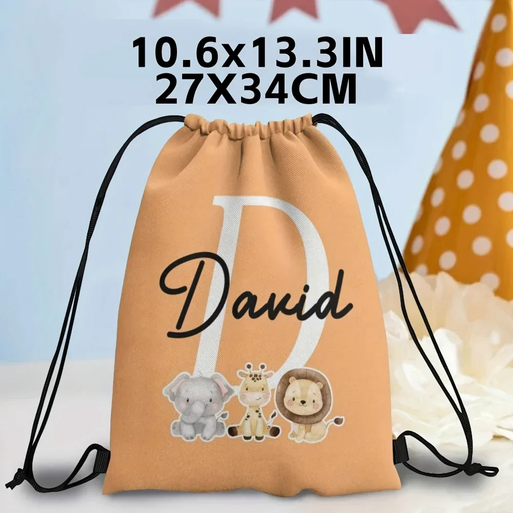 1 sac à dos à cordon personnalisé sur le thème des animaux mignons, 12 options de couleurs au choix, personnalisation du nom.