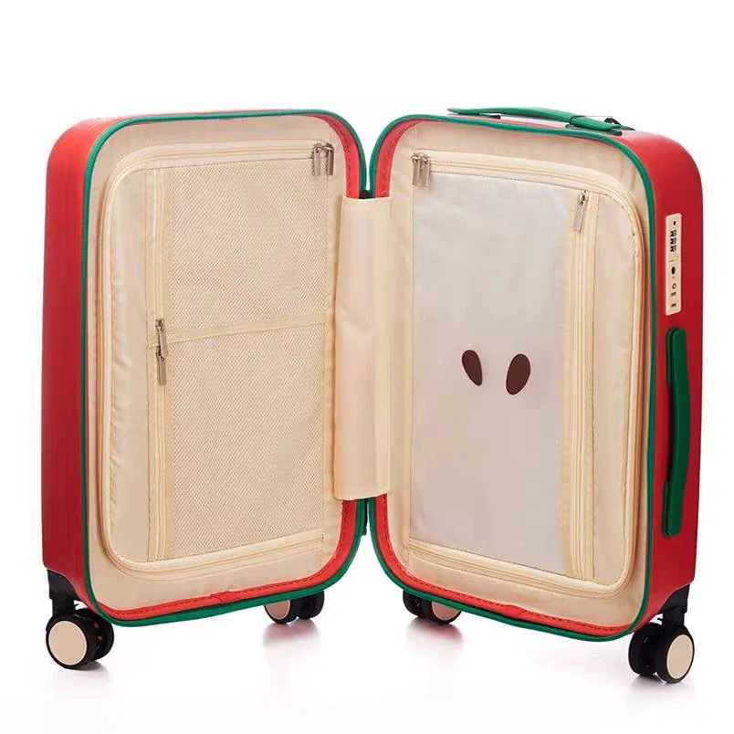 valise design pomme verte et pomme rouge 20 pouces 24 pouces, bagage à roulettes avec serrure tsa, roues silencieuses et durables | unis