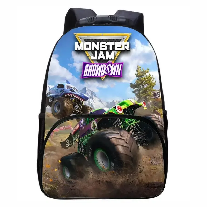 monster jam truck, sac à dos rond avant pour élèves du primaire, du secondaire et du lycée, sacs à dos masculins et féminins