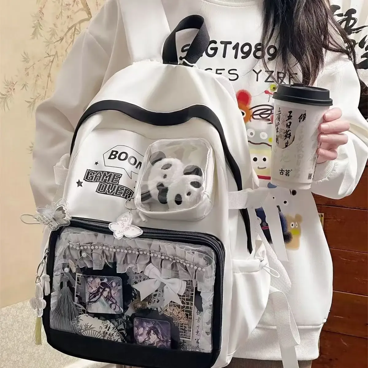 nouveau japonais cool girl y2k ita sac académie quotidien cartable transparent déplacements quotidiens grande capacité sac à dos sac de voyage
