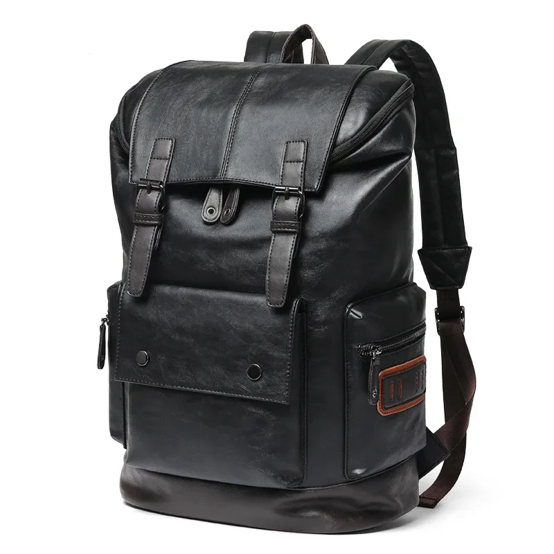 grand sac à dos de voyage antivol en cuir pour hommes sacs pour ordinateur portable hommes noir pu sac à dos garçon grande capacité école homme d'affaires 가mochilas