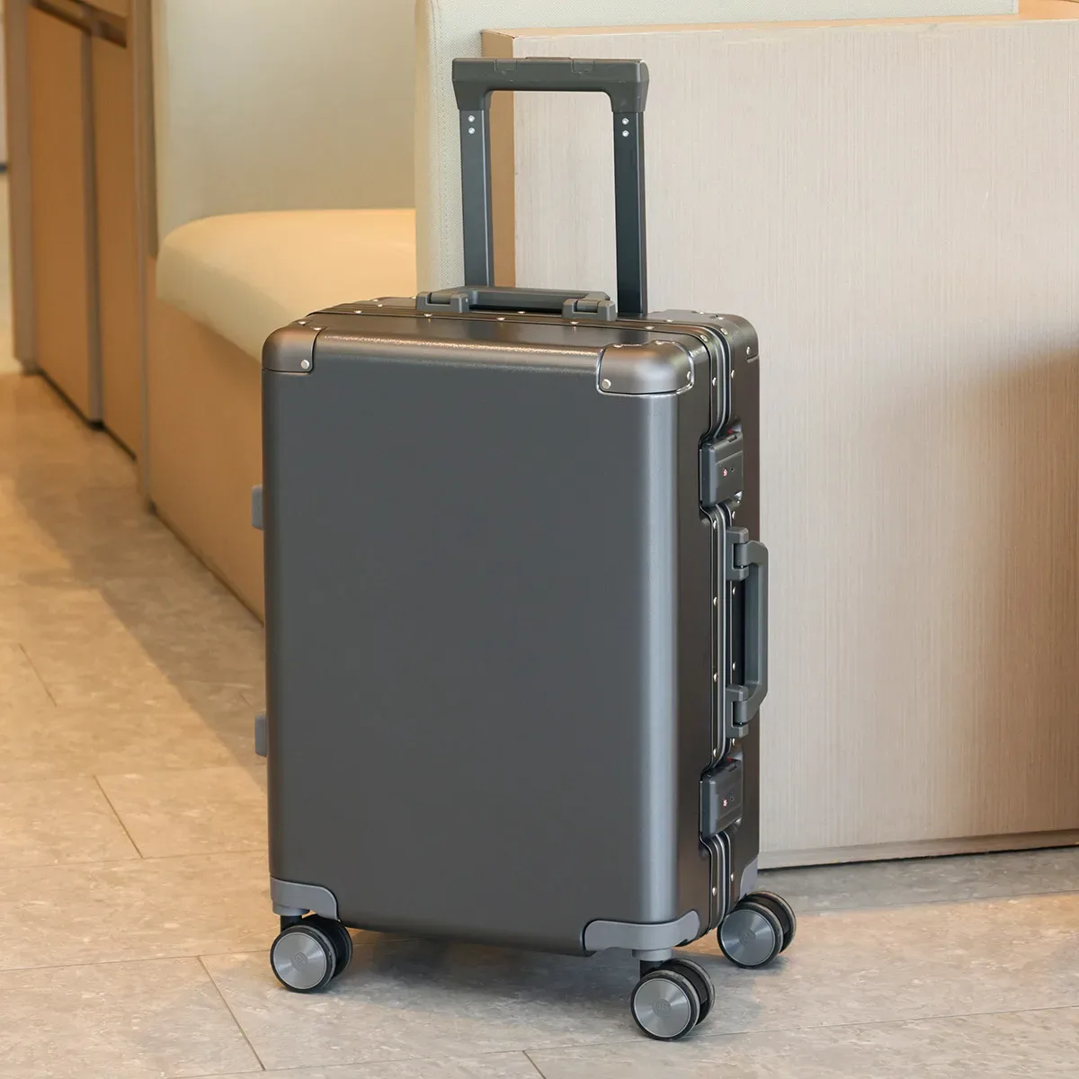 valise de voyage durable en aluminium avec roues pivotantes 24' 26' 28' et poignée antichoc, serrure à code, pour fille et garçon, 20 poignées