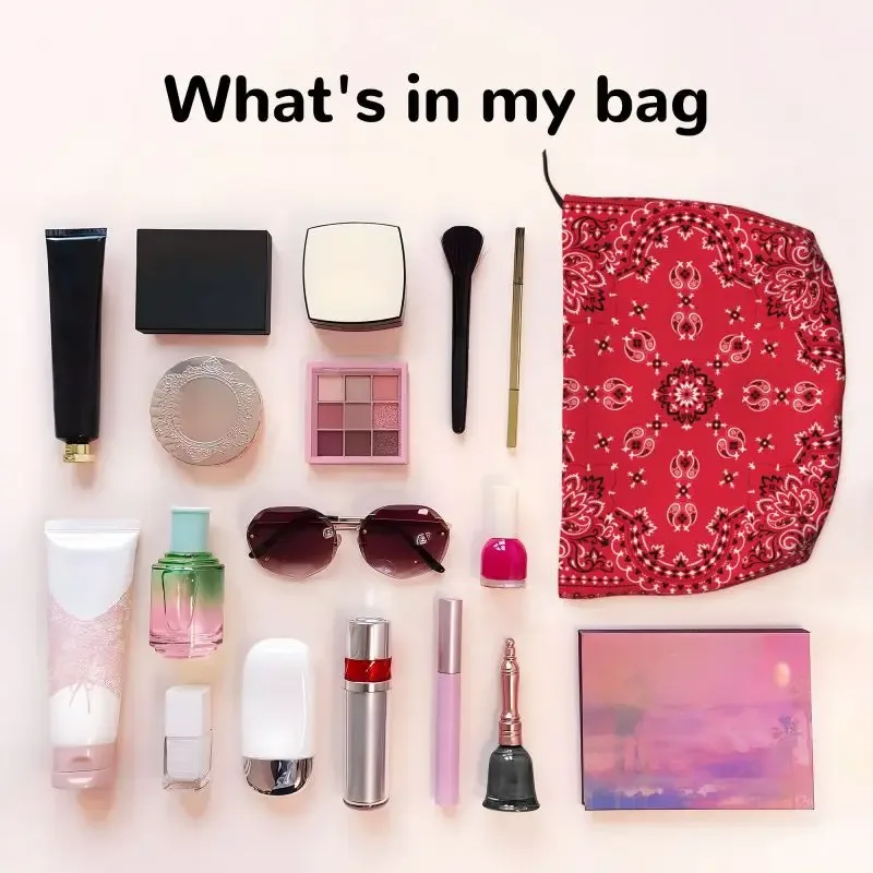trousse de toilette ethnique personnalisée bohème rouge paisley bandana pour femmes, organisateur de maquillage et de cosmétiques, étui de rangement de beauté pour dames, kit dopp