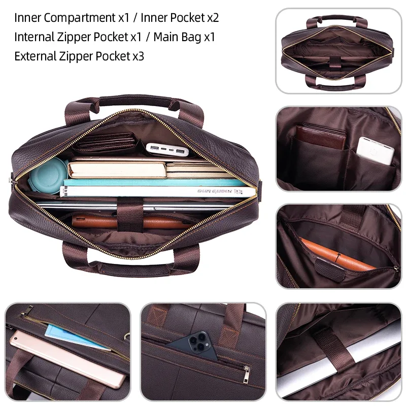 sac à main vintage en cuir véritable pour homme, grand sac pour ordinateur portable, sac de travail en cuir de vachette, sac de voyage d'affaires, sac à bandoulière