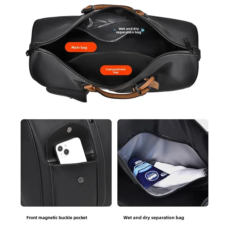 sac de voyage personnalisé de grande capacité, sac à bandoulière imperméable, sac de voyage en cuir pour homme, sac à main, sac d'affaires avec logo imprimé