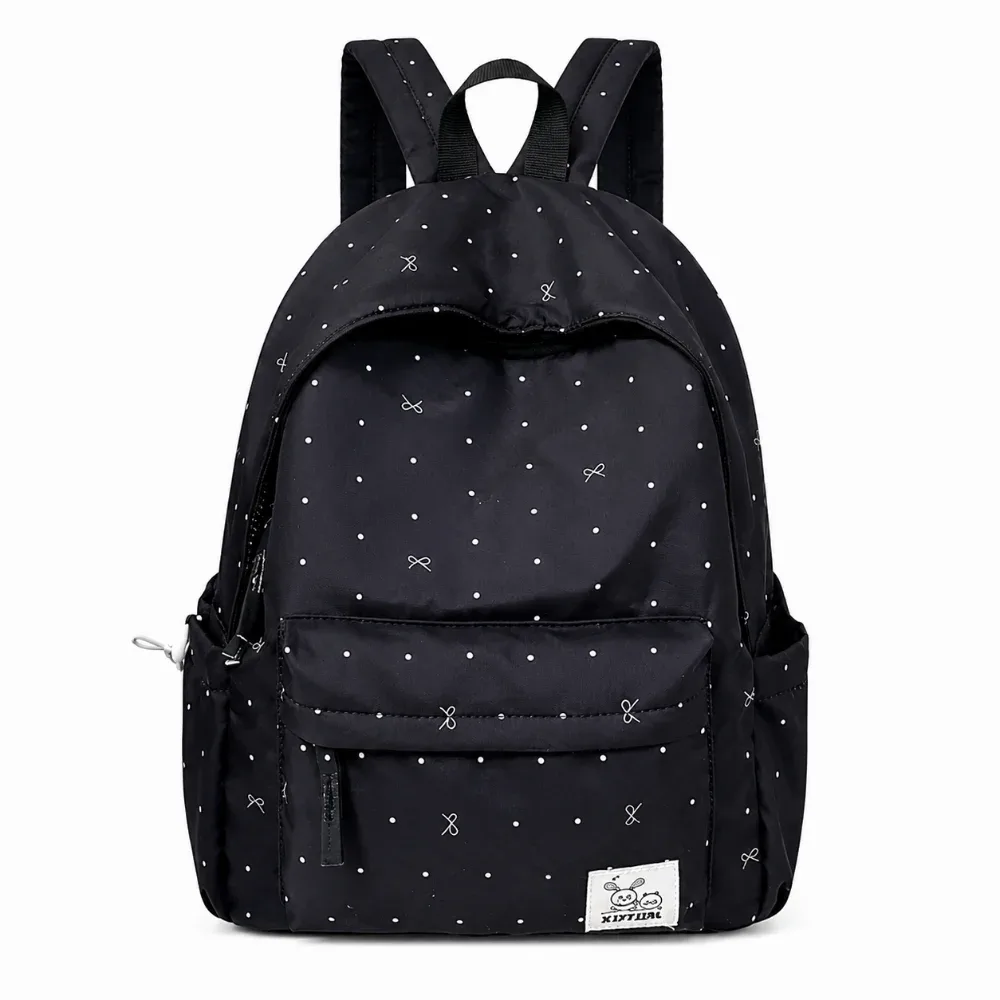sac à dos tendance léger à pois avec nœud, décontracté, pour étudiants, durable, polyvalent, grande capacité, pour l'école et les voyages