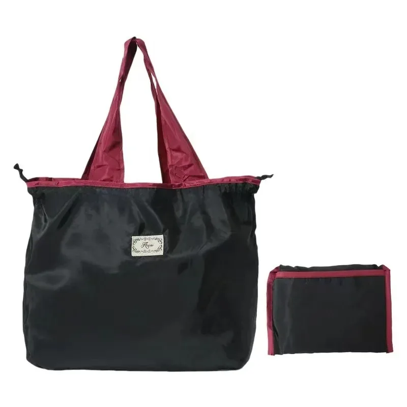 sac de courses réutilisable, sac de rangement écologique pliable de grande capacité avec cordon de serrage, sac à bandoulière de shopping décontracté, 1 paquet