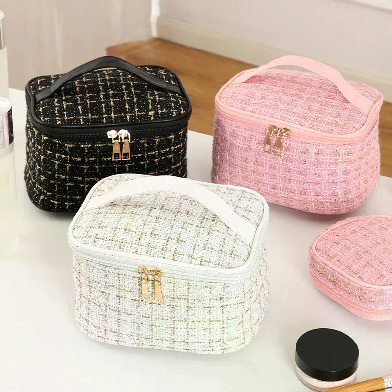 nouveau sac de maquillage portable de grande capacité pour femmes, trousse de toilette à main, organisateur cosmétique essentiel pour le rangement de la salle de bain