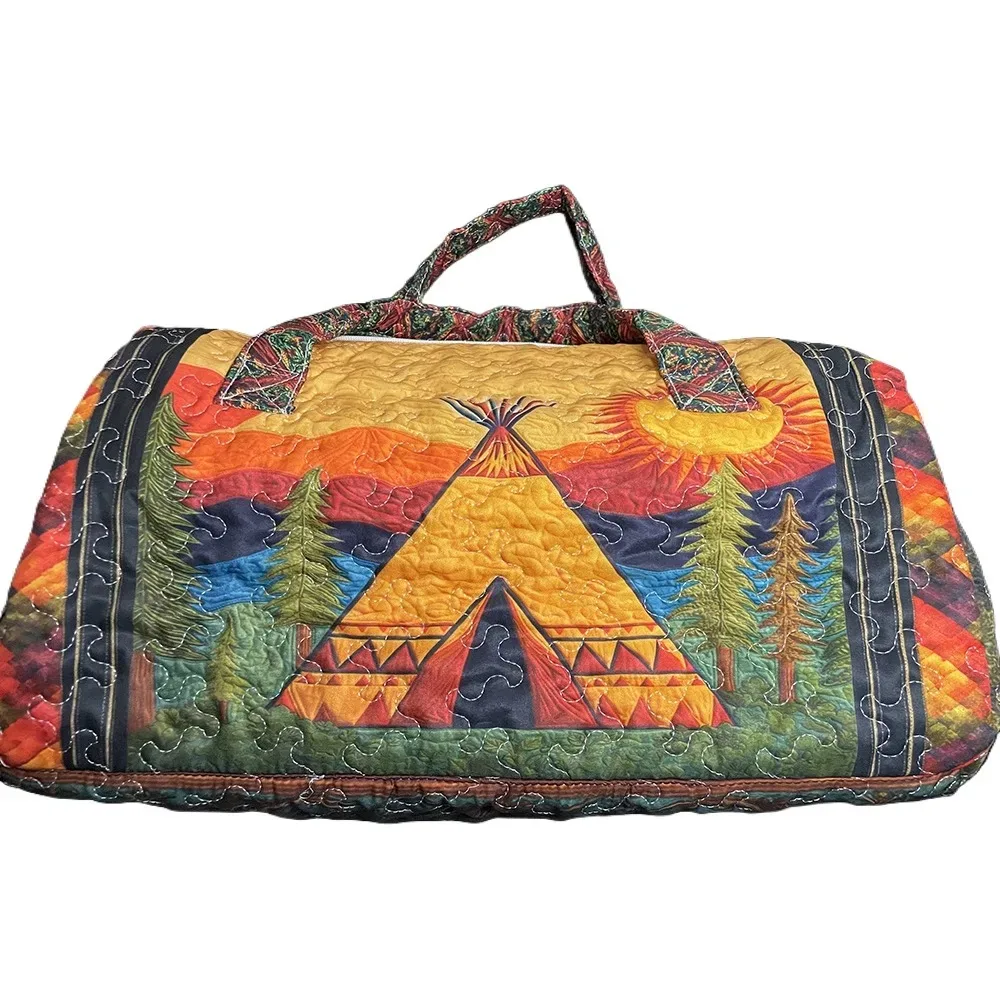 sac de voyage matelassé fait main, vintage, artistique, sac de voyage de style bohème, sac de week-end pour hommes et femmes, camping, randonnée, voyage en voiture