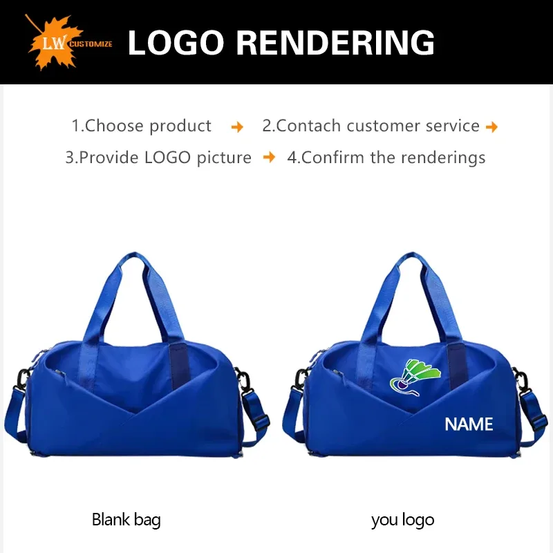 sac de sport personnalisé avec logo pour enfants, femmes, hommes – sac de voyage étanche pour vêtements secs et mouillés, sac à main, sac de natation, sac de week-end, sac d'entraînement de fitness – impression photo et nom