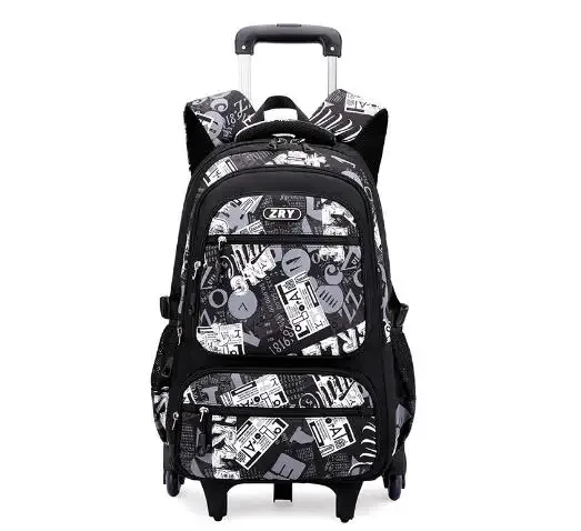 sac à dos à roulettes pour garçons, école primaire et collège, sac à roulettes pour garçons avec 6 roues, sac à dos à roulettes avec 2 roues