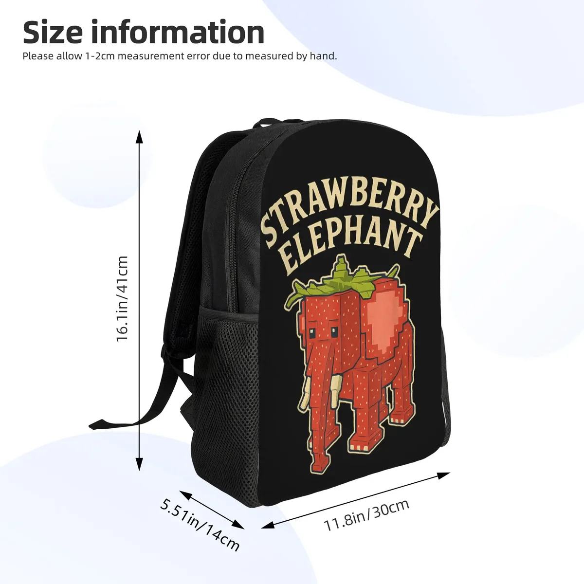 sac à dos tendance et durable pour étudiants et professionnels, motif meme 'strawberry elephant italian brainrot', amusant, pour hommes et femmes, sac à bandoulière pour ordinateur portable