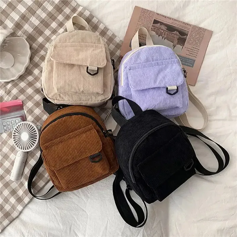 mini sac à dos pour femmes, sac à dos de petite taille en velours côtelé de couleur unie sac à dos simple et décontracté pour étudiants, idéal pour les voyages, nouveauté 2026