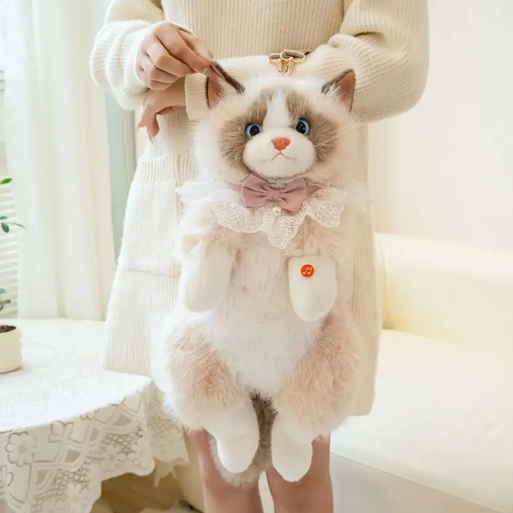sac à dos super réaliste pour chat, simulation de marionnette, animaux en peluche, sacs d'école pour chat de dessin animé, rangement de voyage, sac d'animaux mignons