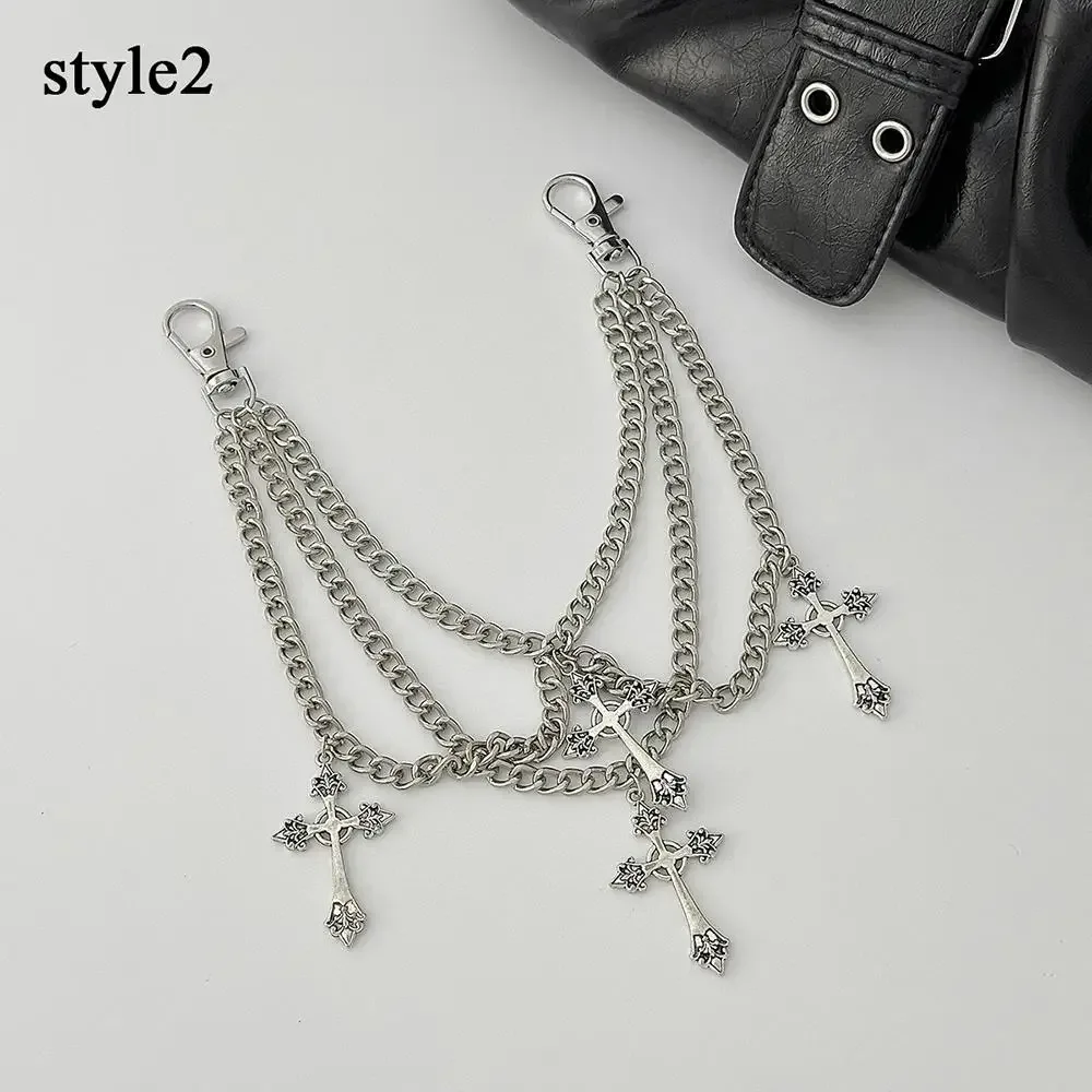 y2k – sangle de chaîne étoile en métal pour sacs, chaîne multicouche pour sac à main, poignées de bricolage, pendentif nœud papillon en perles, accessoire de chaîne de sac à bandoulière