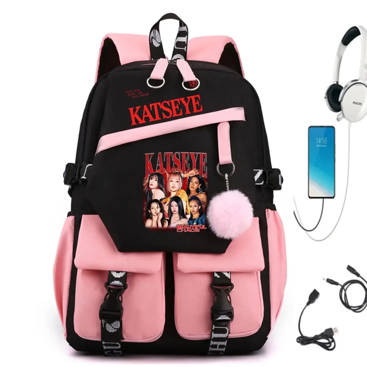 sacs d'école y2k katseye pour adolescentes, style coréen ulzzang, cadeau de rentrée scolaire, sac à dos pour étudiantes, sac de voyage imprimé kpop girls group