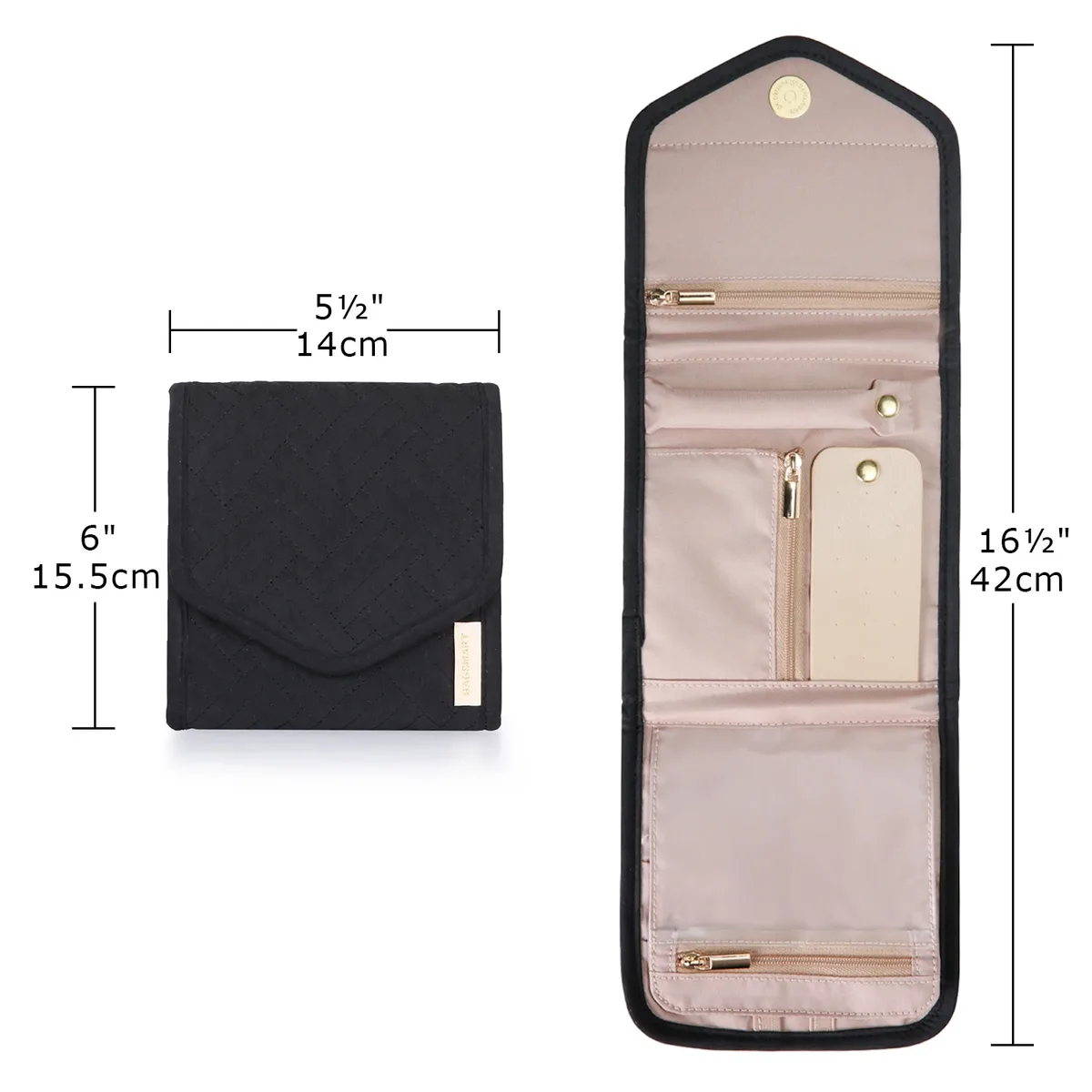 bagsmart-rouleau de bijoux pliable pour femme, valise de voyage, bagues, colliers, boucles d'oreilles, bracelets, 150.-