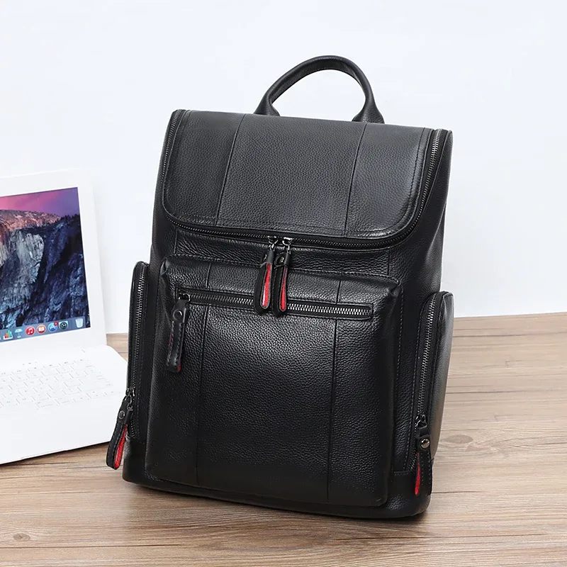 sac à dos en cuir de crocodile véritable pour ordinateur portable, sac à dos de voyage pour homme, grand sac à dos étanche pour adolescent, cartable, 15.6 pouces