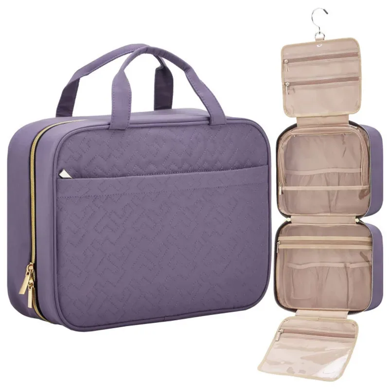 trousse de toilette sac de voyage avec crochet de suspension, trousse de maquillage résistante à l'eau organisateur de voyage pour accessoires, shampoing,