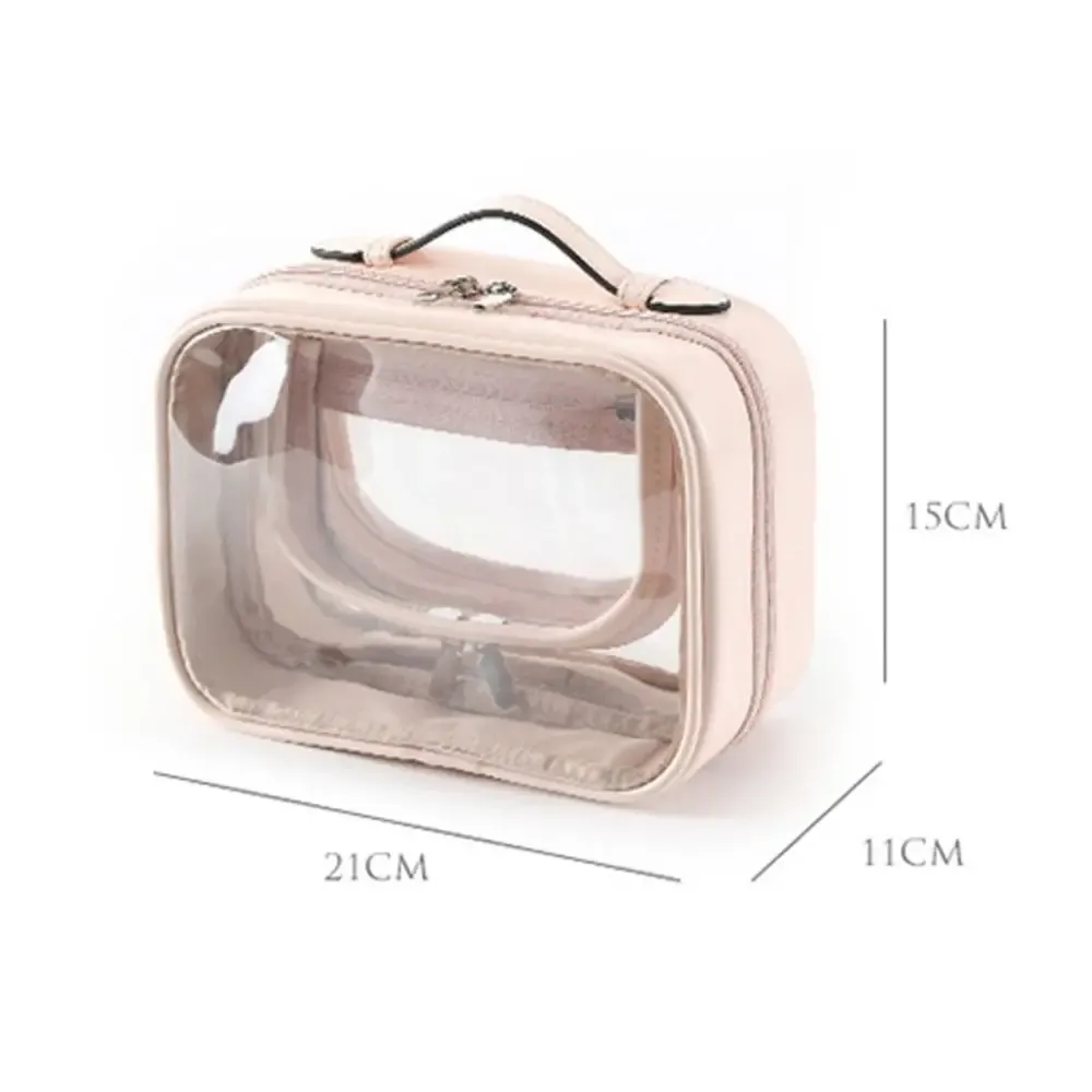 sacs de maquillage transparents double couche de grande capacité, sac à cosmétiques transparent à fermeture éclair, rangement de brosses de maquillage, sacs de toilette de voyage