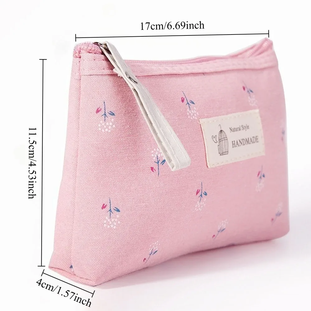 sac à cosmétiques en toile imperméable de style japonais et coréen, motif floral, portable, trousse de maquillage pour filles, trousse de toilette pour étudiants, trousse de papeterie