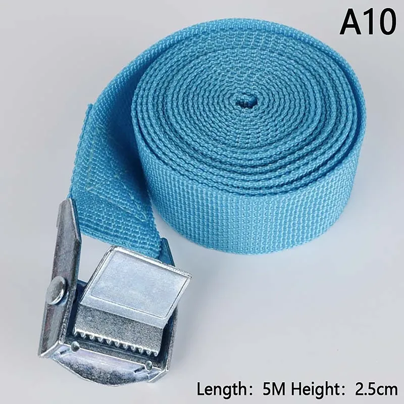 sangles de chargement de 5m avec boucle, ceinture d'arrimage pour moto, voiture, vélo, corde de remorquage en métal, ceinture de fixation à cliquet solide pour sac à bagages