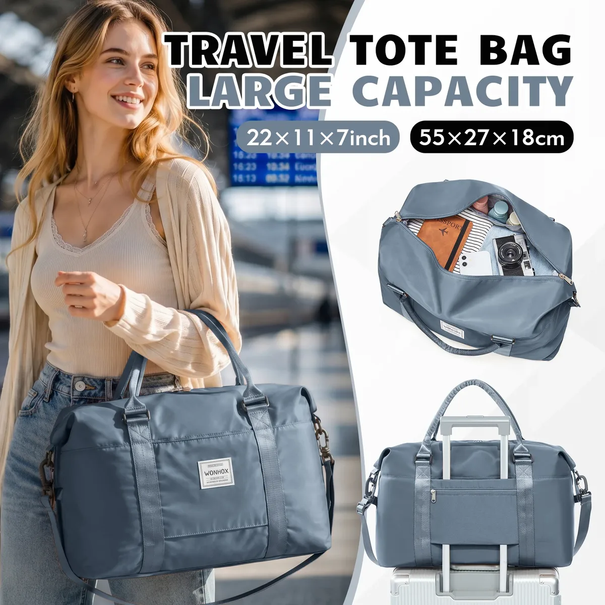 sac de voyage de grande capacité, bagage à main pour courtes distances, sacs de sport portables, sacs à bandoulière pour femmes et hommes, sac de rangement personnel.