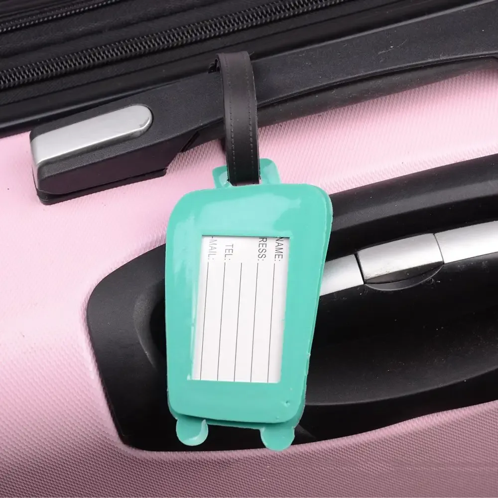 étiquette de bagage en silicone de dessin animé mignon avec sangle, étiquettes d'identification de nom, identifiants de valise de bagage, sac à dos, voyage d'affaires