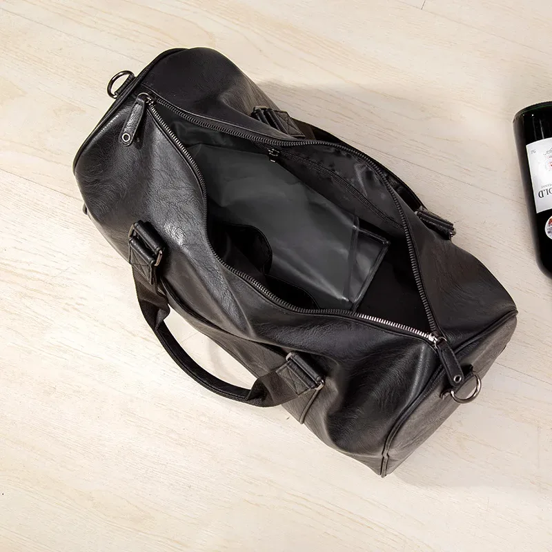 sac de voyage en cuir pour homme avec compartiment à chaussures, durable, grande capacité, sac de voyage pour week-end, pour avion, salle de sport