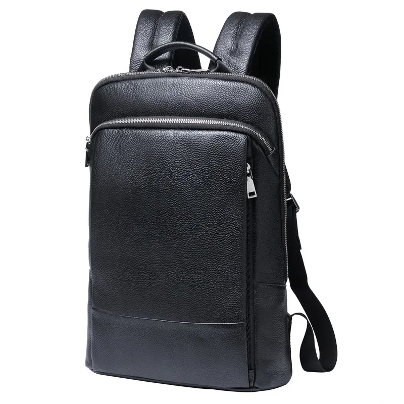 sac à dos en cuir véritable pour homme, 100% naturel, sac de voyage d'affaires, sac mince pour ordinateur portable, chargement usb, sac à dos antivol pour l'école