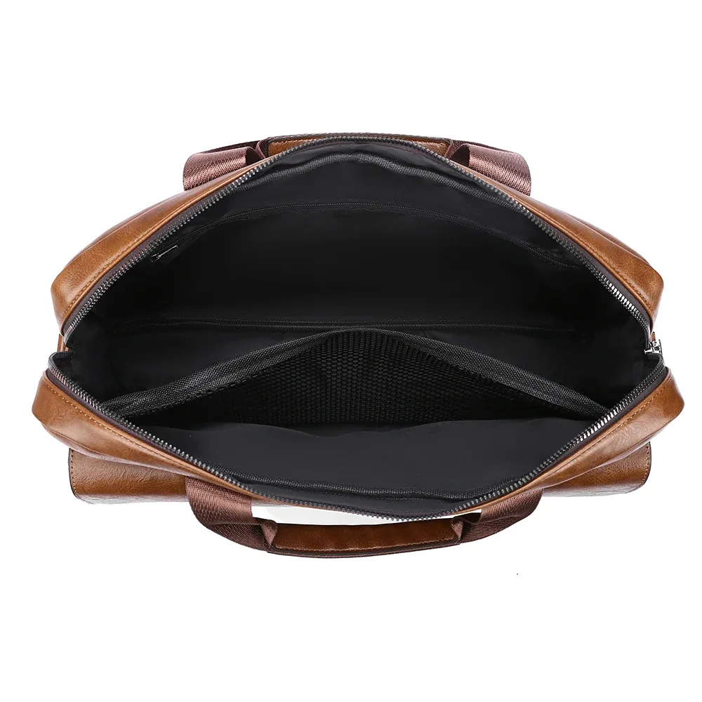 porte-documents d'affaires pour hommes, grande capacité, sac pour ordinateur portable en cuir pu, fourre-tout à bandoulière à la mode pour le travail et le bureau