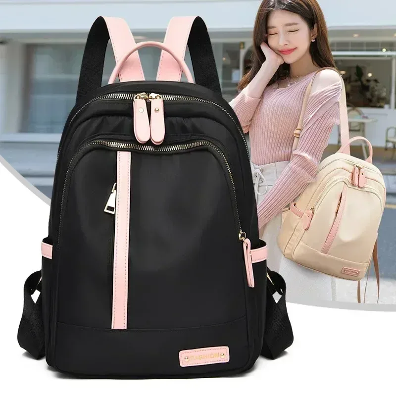 sac à dos de couleur contrastée pour femmes, sacs d'école de grande capacité pour adolescents, sac à dos de voyage oxford étanche pour filles